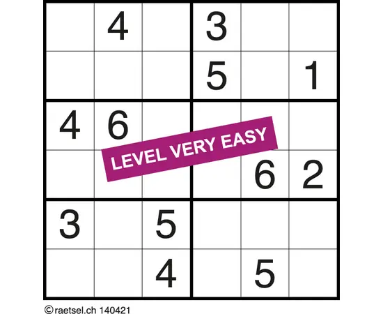 Sudoku 6 x 6 *Very Easy* (Schwierigkeitsgrad  1 von 5)